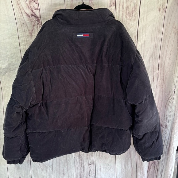 Vintage Tommy Hilfiger 90s Corduroy Trucker Style Black Puffer Jacket XXL - Picture 9 of 9